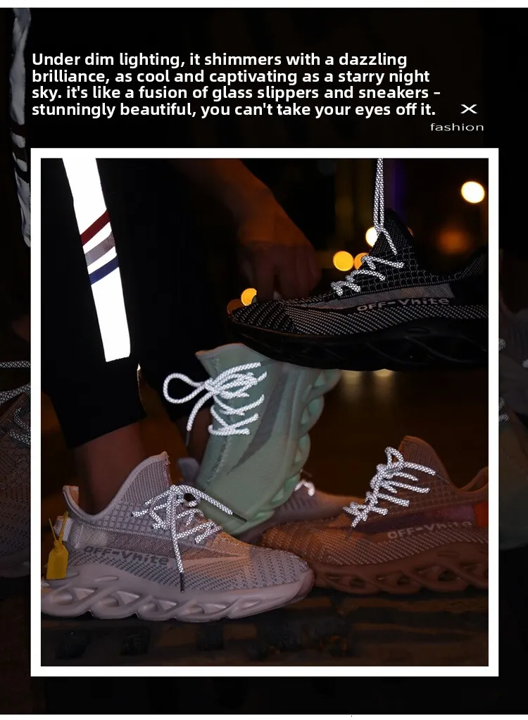 Men's All Black Blade Running Shoes Breathable Knit Upper Sole_voghion.com