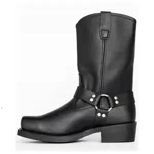 Mens Multi Color Shock Absorbing Leather Western Cowboy Boots With Harness Strap_voghion.com
