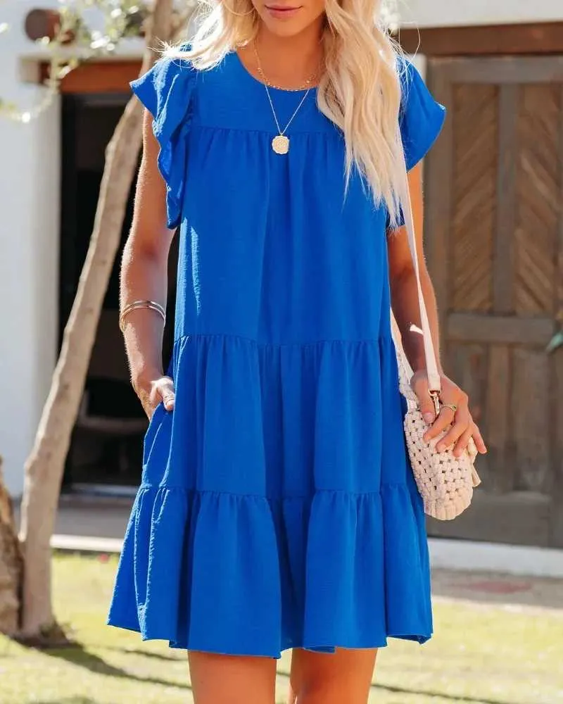 Comfortable Loose Fit Bodycon Short Sleeve Dress With... From Difnik, Rs.885.11
