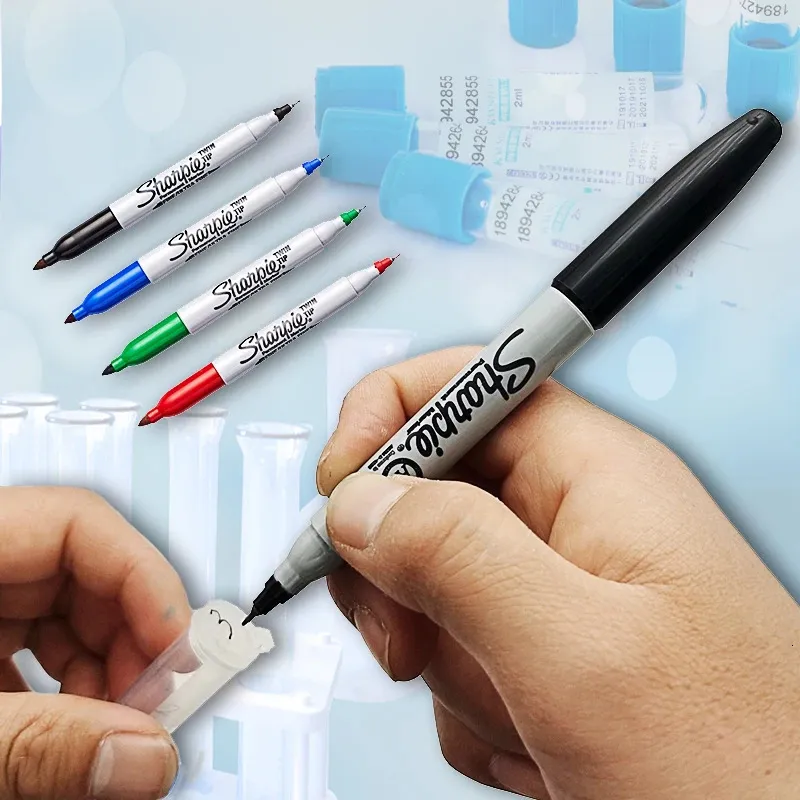 wholesale 12pcsbox Sharpie Permanent Marker Waterproof Industrial Thick Thin Double Ended Marker Drawing Hand Drawn Graffiti Art Supplies 260508BJ Painting Pens