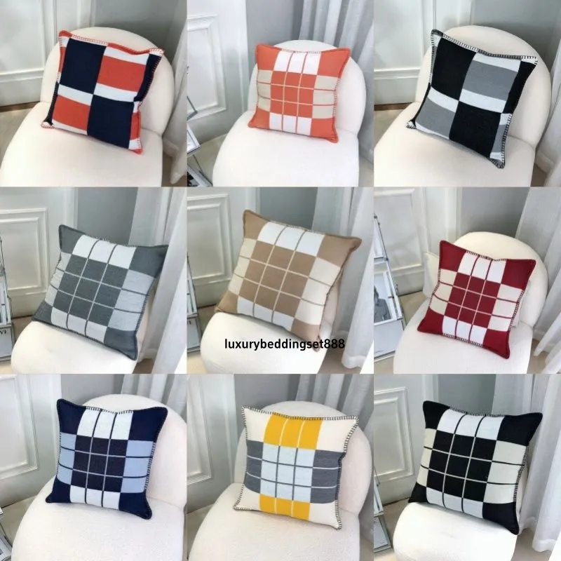 Designer Kissen h Luxusmarke Nordic Style Kissenbezug Sofa Sitzkissen Auto Rückenstütze Gestrickter Bezug mit Logo