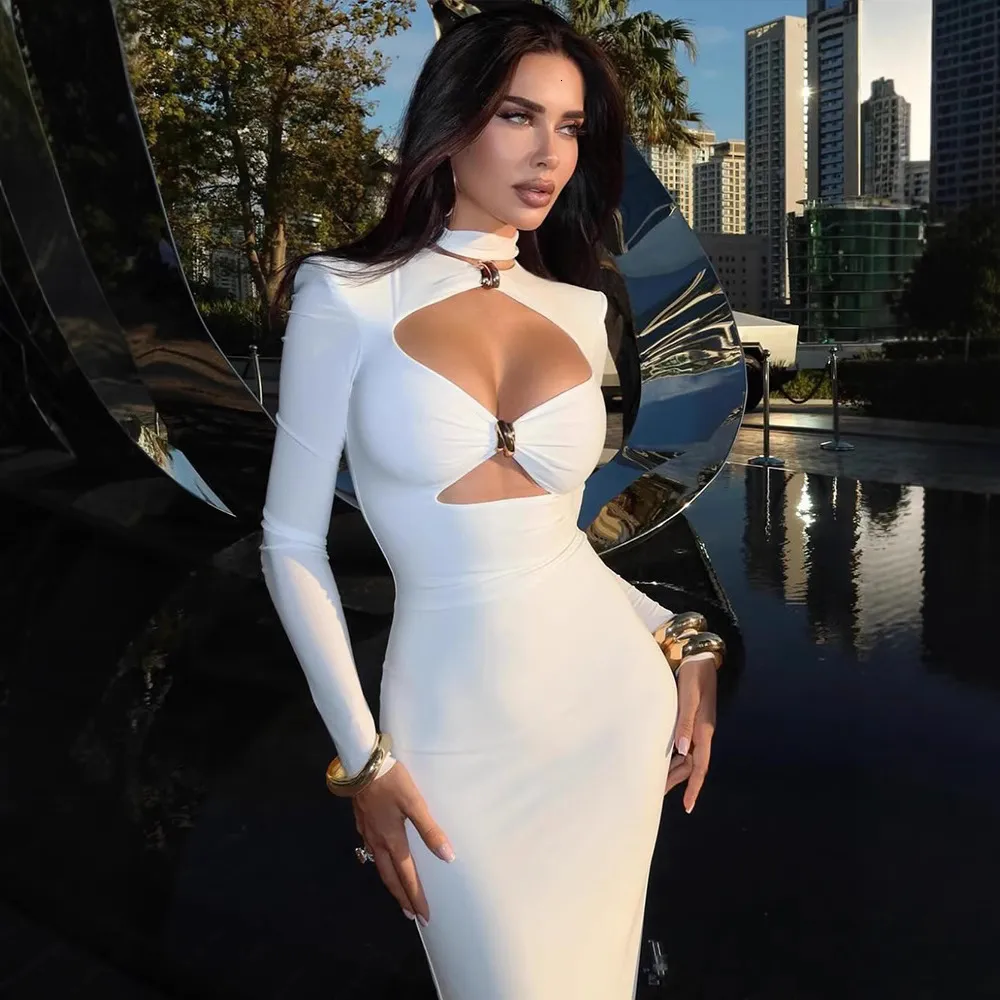 high end bodycon dresses Retro Printed High-End Sleeveless Stand Collar Slim Fit Mid-Length Bodycon Dress White Vacation Summer Elegant