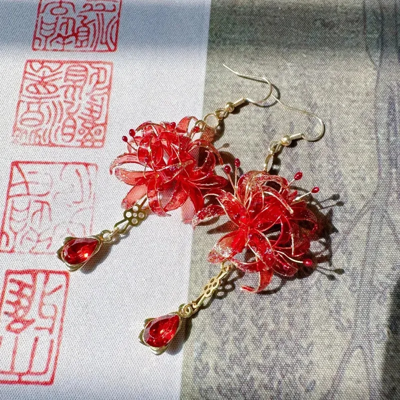 Red Spider Lily Clip On Pomegranate Earrings ... From Huan05, $37.91 |  DHgate.Com