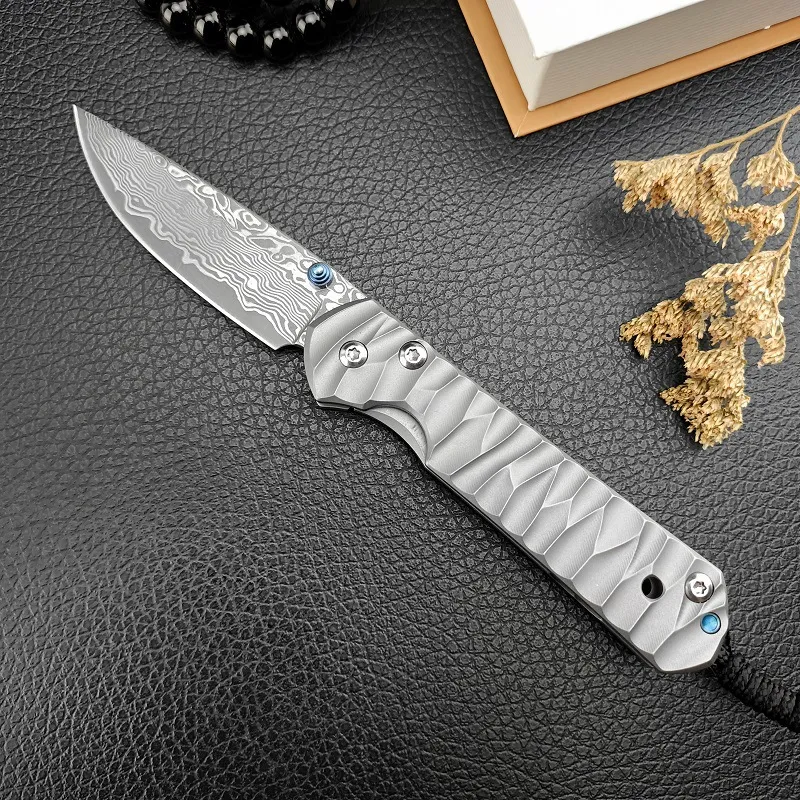 ハイエンド CR Sebenza 小型折りたたみナイフダマスカス鋼/D2 ドロップ
