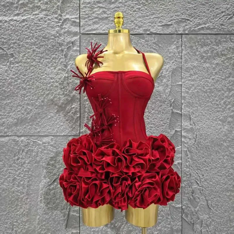 bodycon dress for christmas Ruby One Shoulder Ruffle Bodycon Mini Dress Shop American Threads Burgundy / M