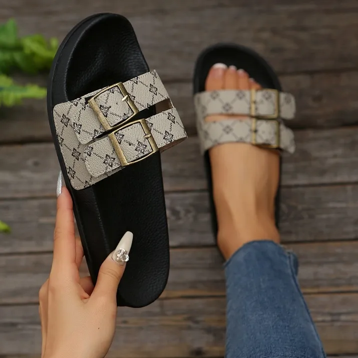 2026 Summer New Fashionable Retro For Women Thick Bottom Double Breasted One Line Outward Cool Slippers_voghion.com