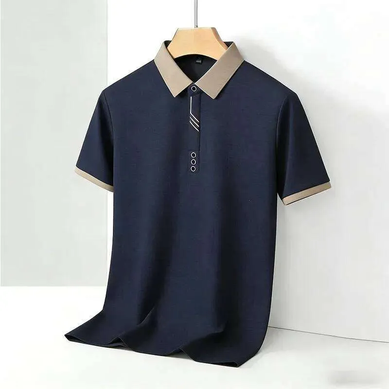 Fashion Men's Contrast Collar Polo Shirt Short Sleeve Slim Fit Casual Daily Wear Top 2026 26L0512