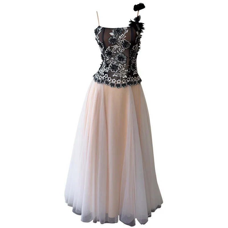 beige contrast color dress Embroidered Maxi Black And White With... From Bethebeauty, Rs.11,028.26 In Bulk Collection:Sea Cove Covers - White Perfect for weddings v_neckline Heels for Light Blue