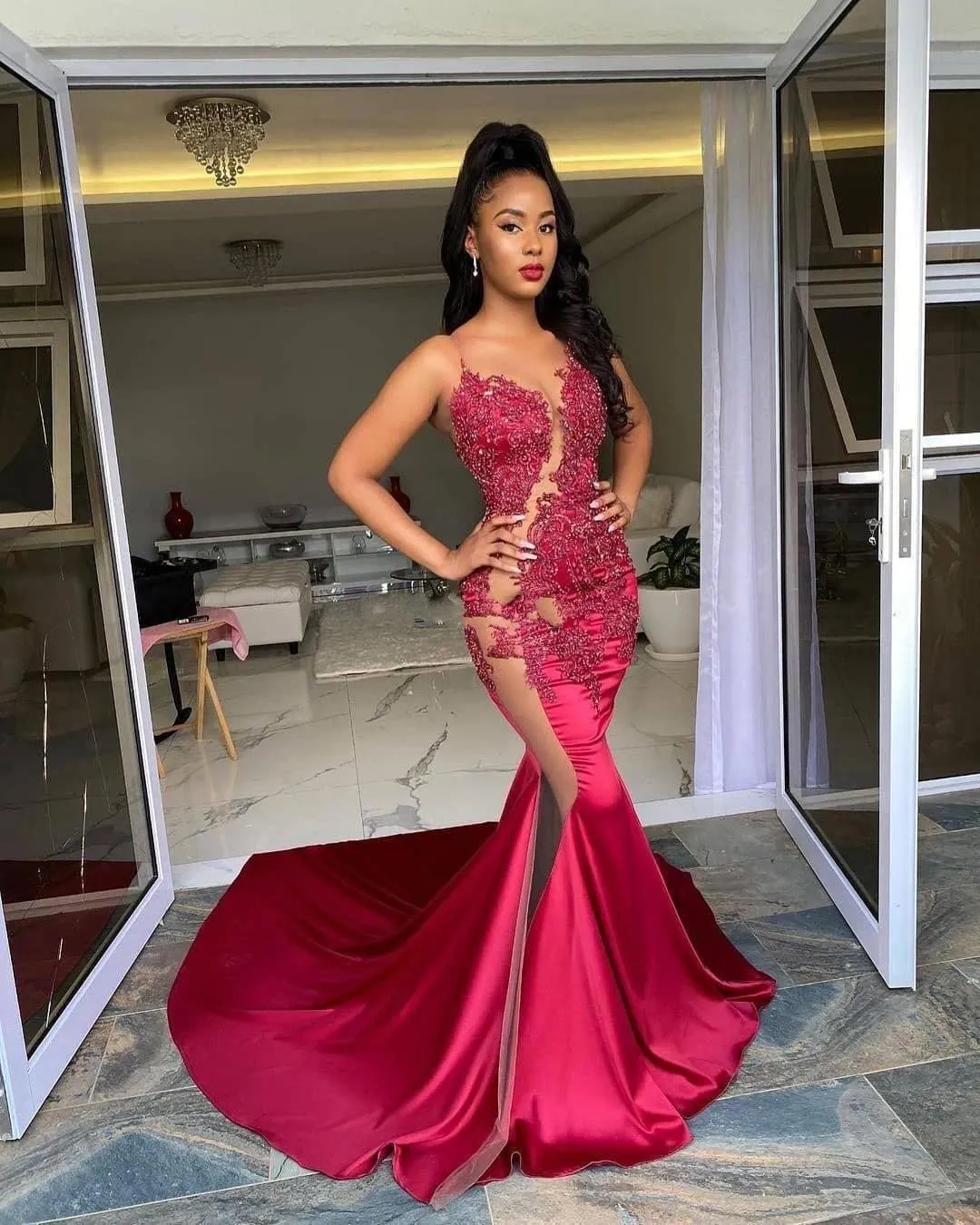 mermaid red prom dresses 2023 Red Mermaid Sweetheart Neck Sequins Long Prom Dresses, Red / 6