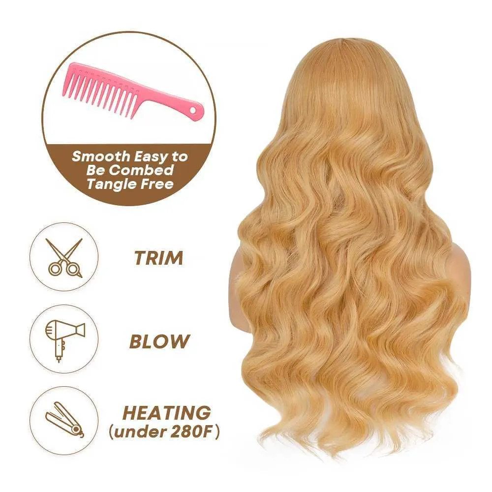 13X6 Honey Blonde Body Wave Lace Front Wig Pre... From  display picture 1