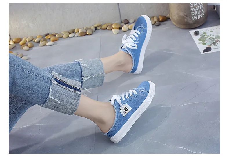 Canvas mules dames slippers instappers casual platte schoenen_voghion.com