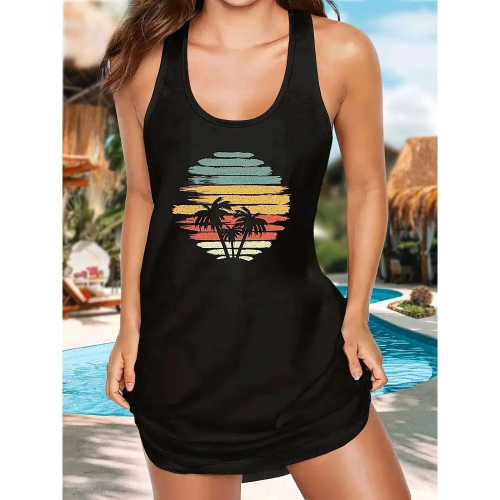 loose vest dress Plus Size Women Summer Artsy Plaid Loose Vest Dress