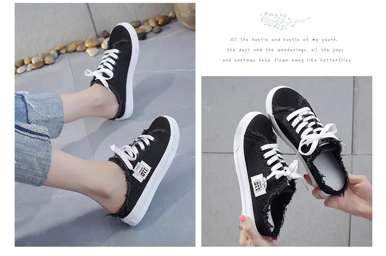 Canvas mules dames slippers instappers casual platte schoenen_voghion.com