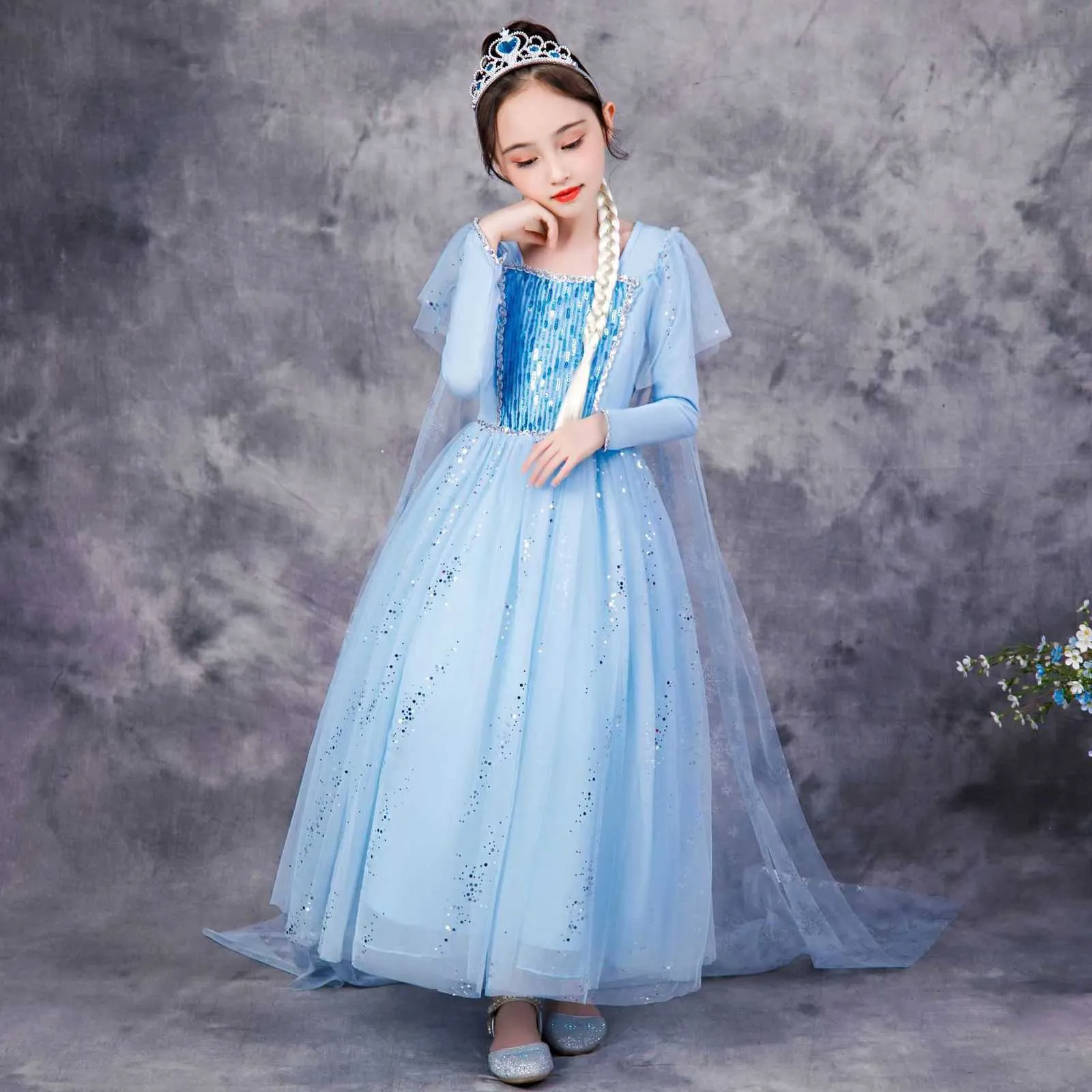 cotton elsa dress Ice Queen and Cape Set Style B Length 125cm Baby  Disney Elsa Tulle