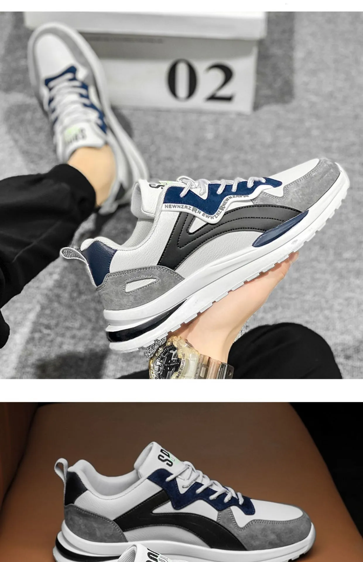Retro Colour Block Sneaker Herren Atmungsaktive Freizeitschuhe_voghion.com
