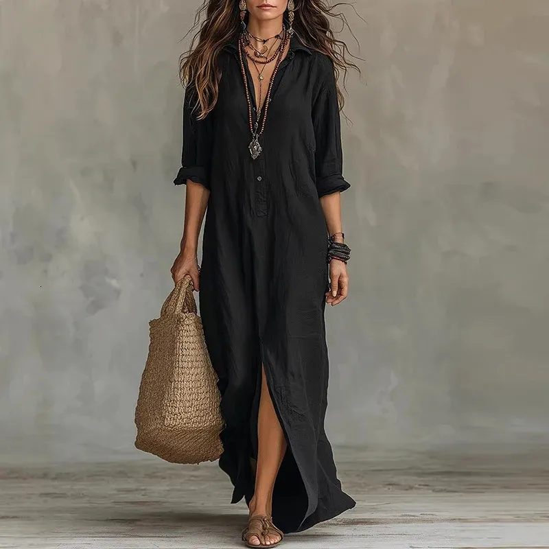 summer casual long sleeve maxi dress Turn Down Collar For... From Kong04, Rs.1,398 Ladies dresses Henry Segal Men's Flat swatches-raines-asymmetrical-lace-mini-dress Featuring a flattering V Size CN/US:XXL / 14
