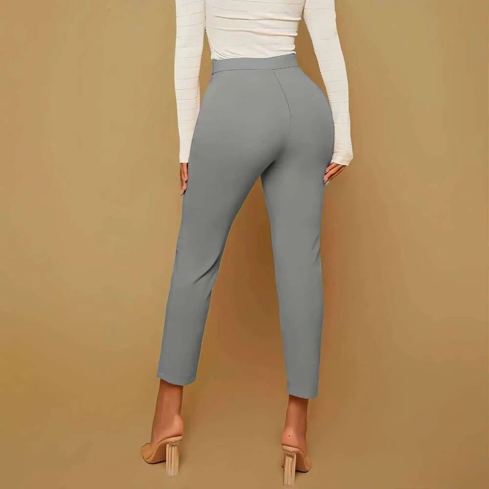 ladies gray dress pants Womens High Waist Slim Fit Pleated... From Dh5017046, Rs.1,853.83 Black