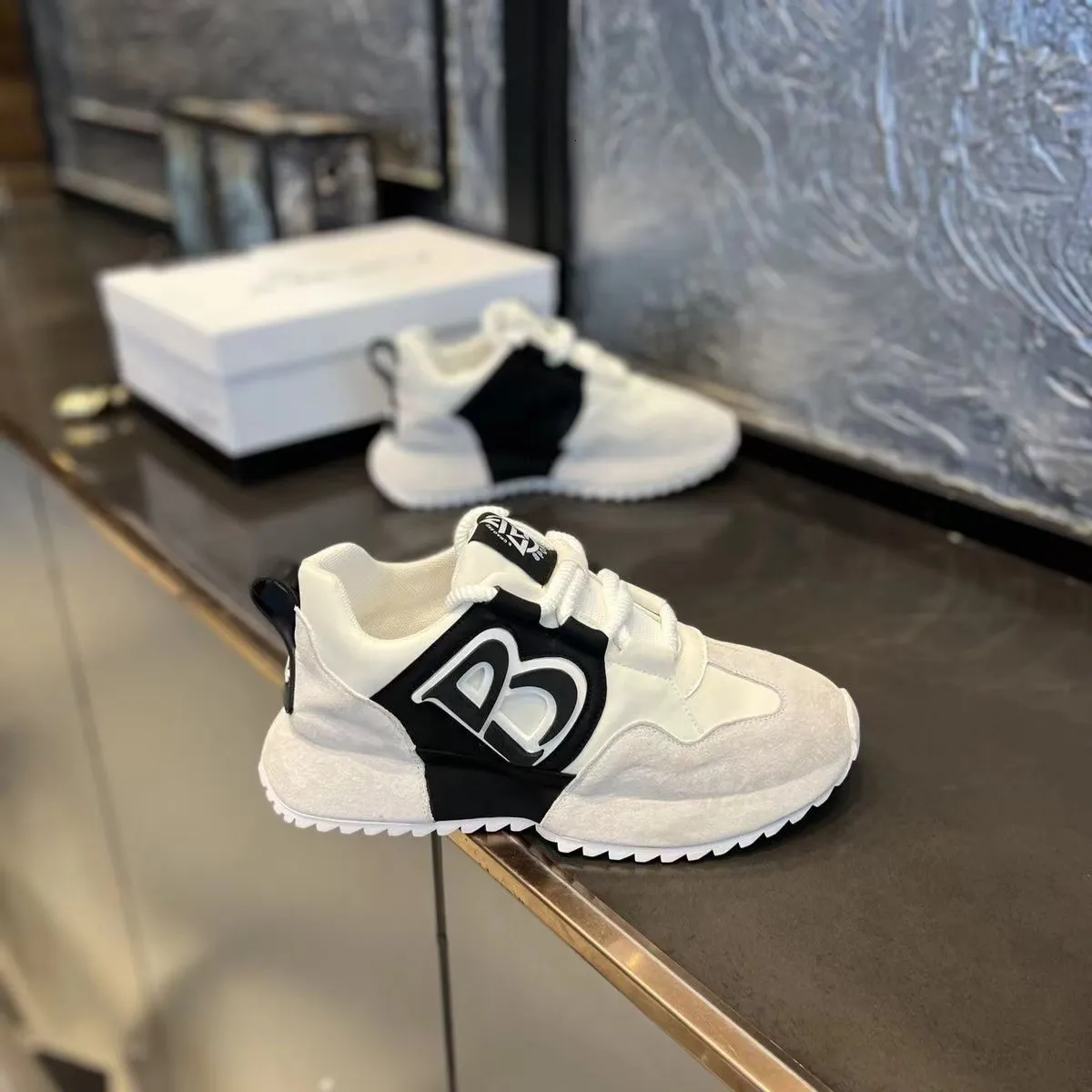 Mens Casual Colour Block Trainers In Suede And Leather Mix_voghion.com