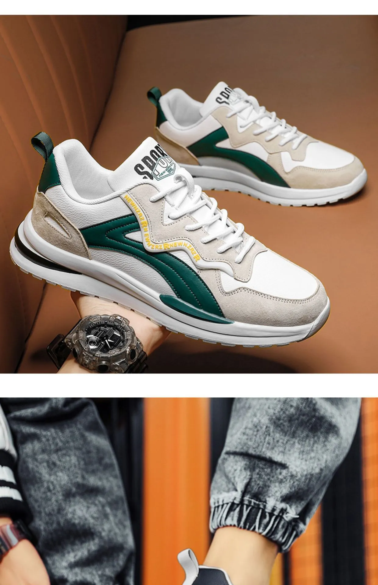 Retro Colour Block Sneaker Herren Atmungsaktive Freizeitschuhe_voghion.com