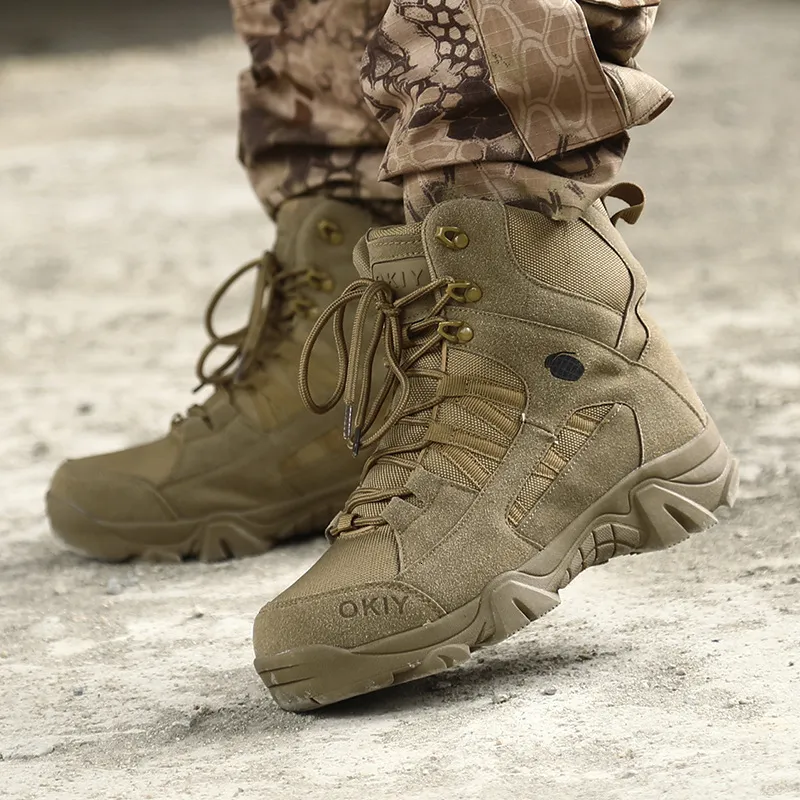 Bottes de combat tactiques désert pour hommes, chaussures de randonnée montantes d'extérieur_voghion.com