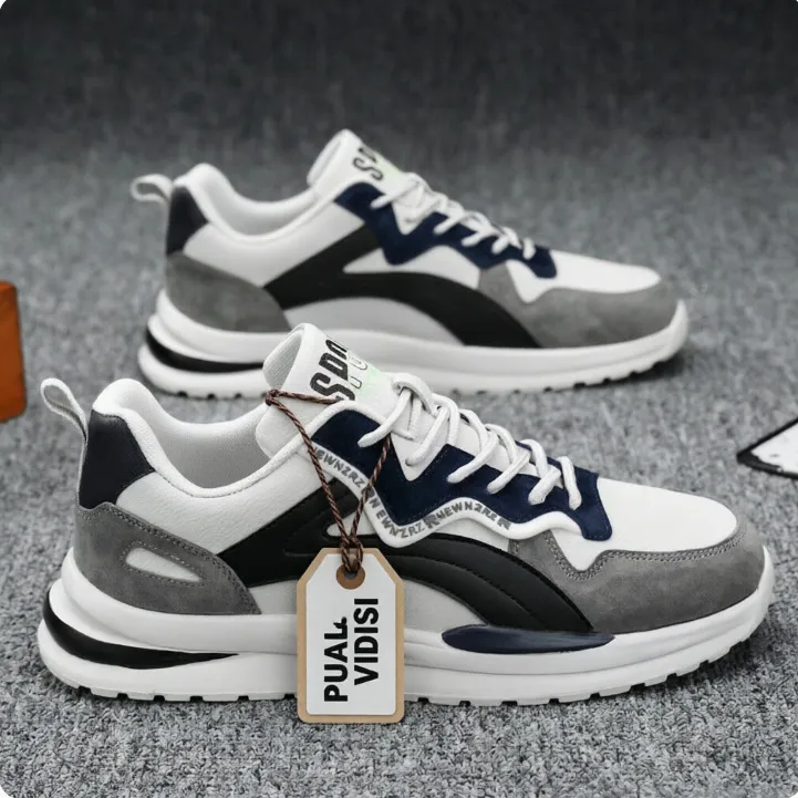 Retro-Sneaker für Herren mit Farbblock-Design, atmungsaktiv, bequem, rutschfest, dicke Sohle, ideal für den Alltag und Streetwear._voghion.com