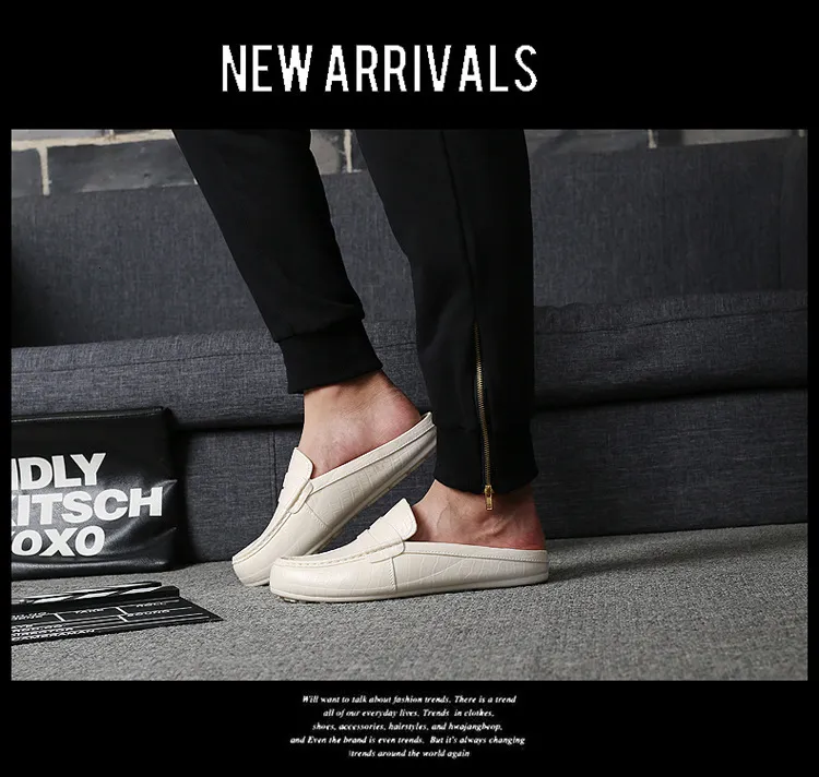 Men's Brown Crocodile Pattern Leather Mules Casual Slip On Shoes_voghion.com