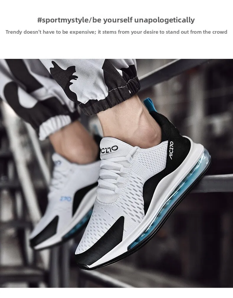 Mens Air Cushion Running Shoes Breathable Knit Athletic Sneakers_vogvips.com