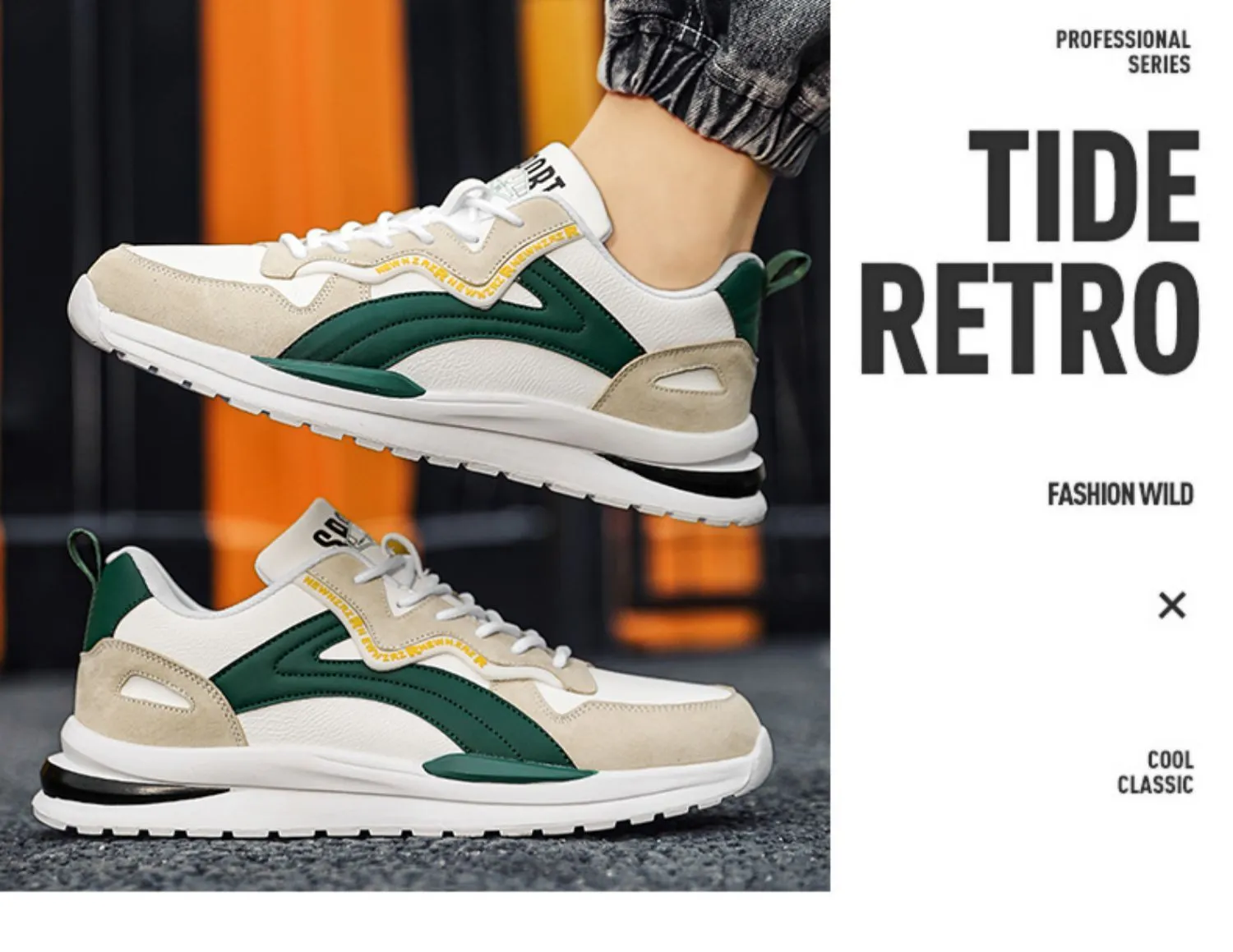 Retro Colour Block Sneaker Herren Atmungsaktive Freizeitschuhe_voghion.com