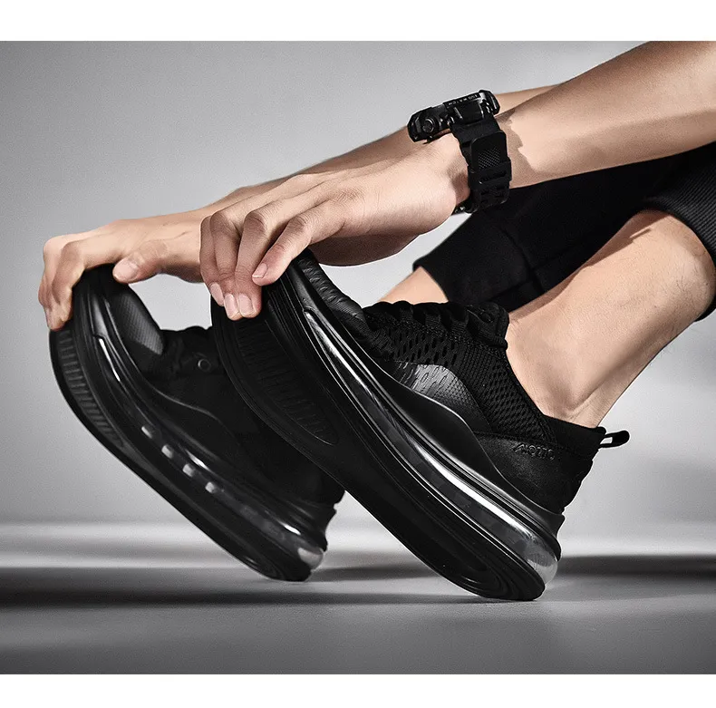 Mens Air Cushion Running Shoes Breathable Knit Athletic Sneakers_vogvips.com