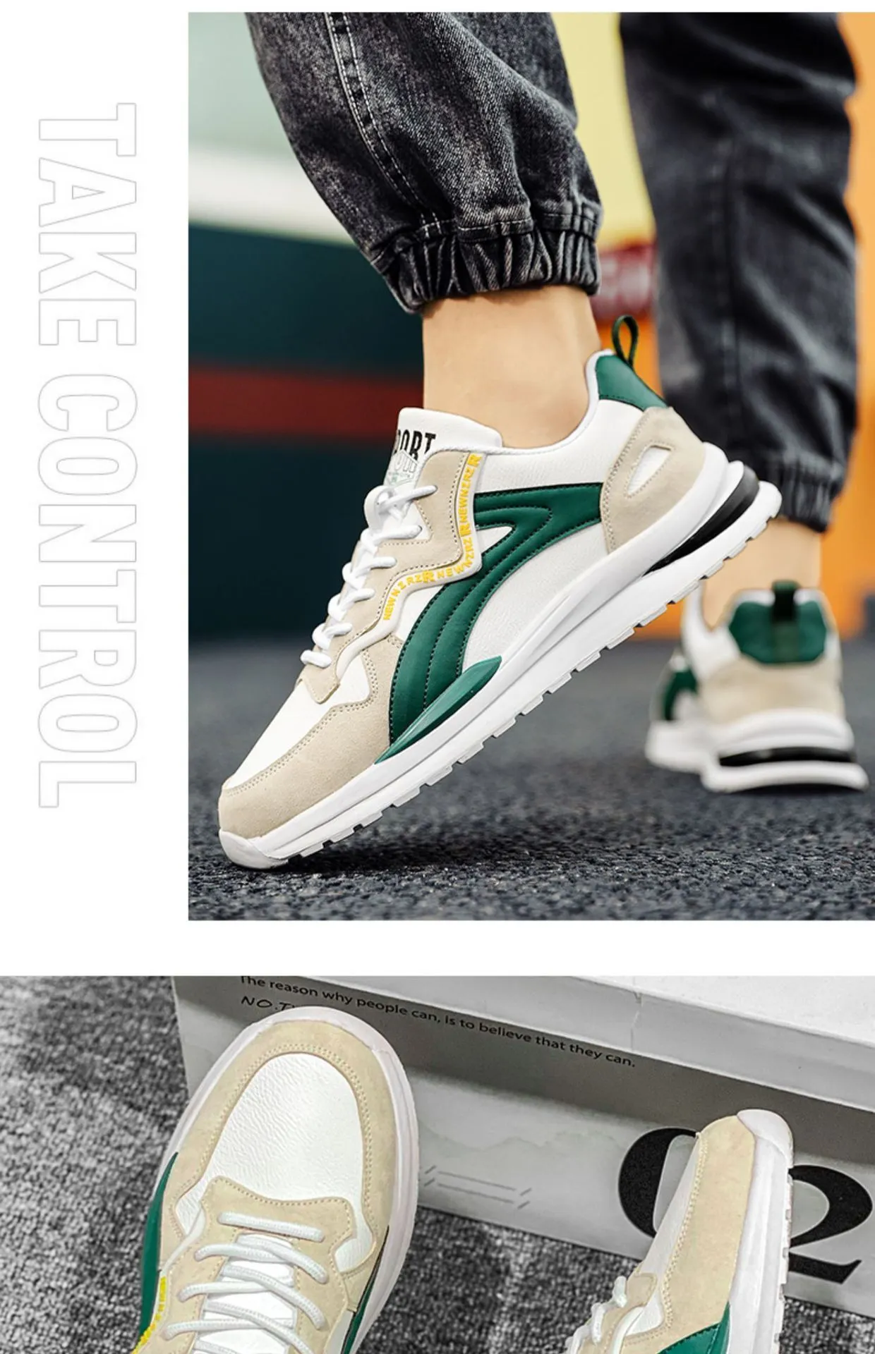 Retro Colour Block Sneaker Herren Atmungsaktive Freizeitschuhe_voghion.com