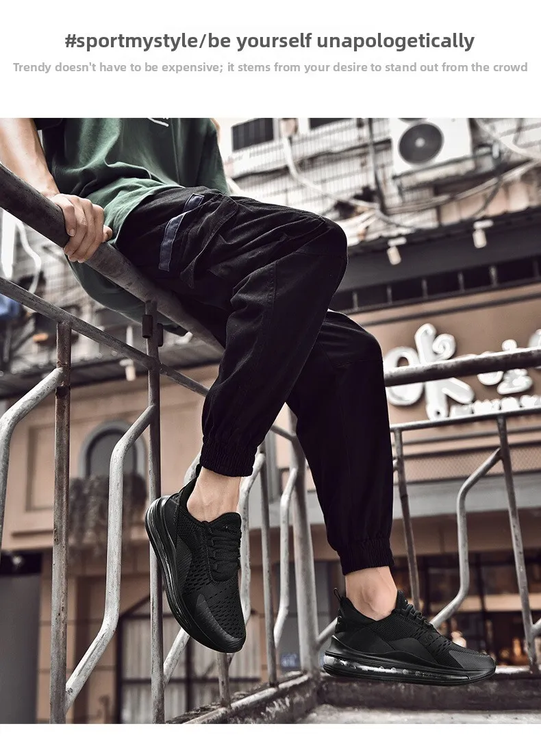 Mens Air Cushion Running Shoes Breathable Knit Athletic Sneakers_vogvips.com