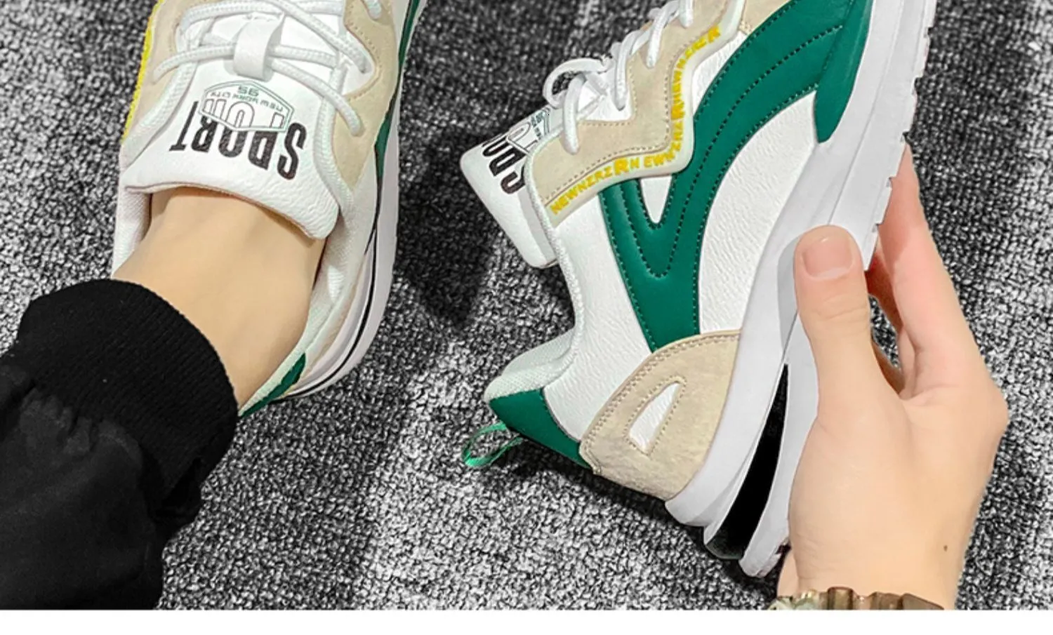 Retro Colour Block Sneaker Herren Atmungsaktive Freizeitschuhe_voghion.com