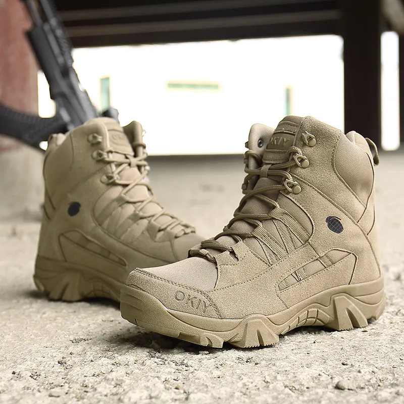 Bottes de combat tactiques désert pour hommes, chaussures de randonnée montantes d'extérieur_voghion.com