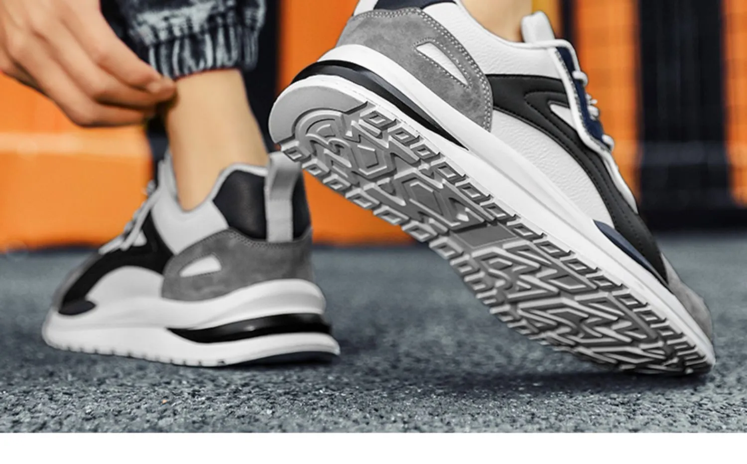 Retro Colour Block Sneaker Herren Atmungsaktive Freizeitschuhe_voghion.com