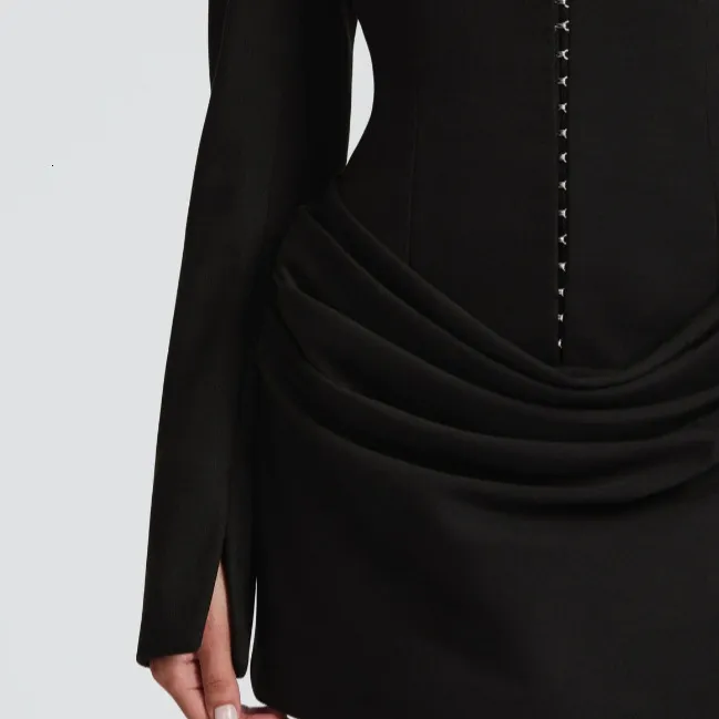 bodycon suit dress Stylish Black Wrap With Elegant Collar... From Urbanvog, Rs.4,362.15 contemporary edge to this Marina 268757 Short Fitted LowStock:43440232333363 Size:9-10 Years (150cm) Black dress