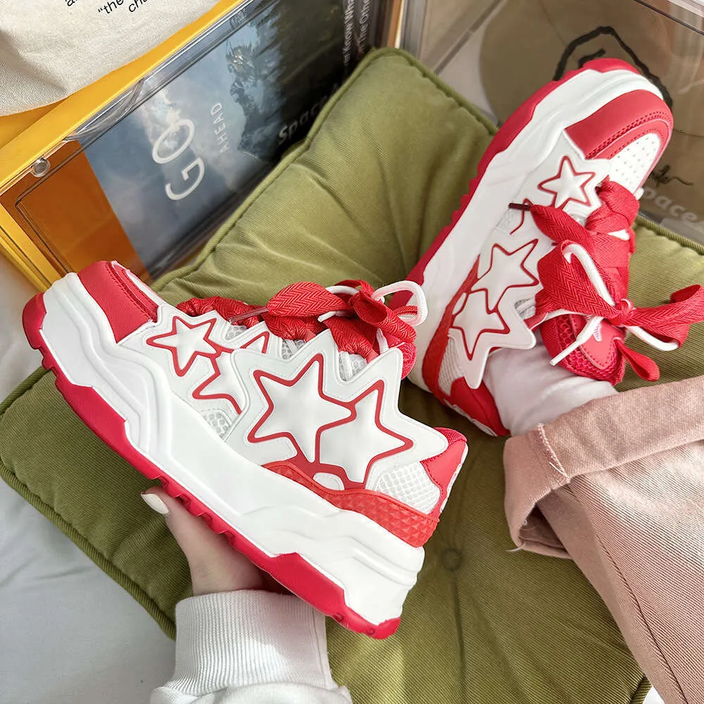 White Thick Soled Running Sneakers For Couples Height Increasing_voghion.com