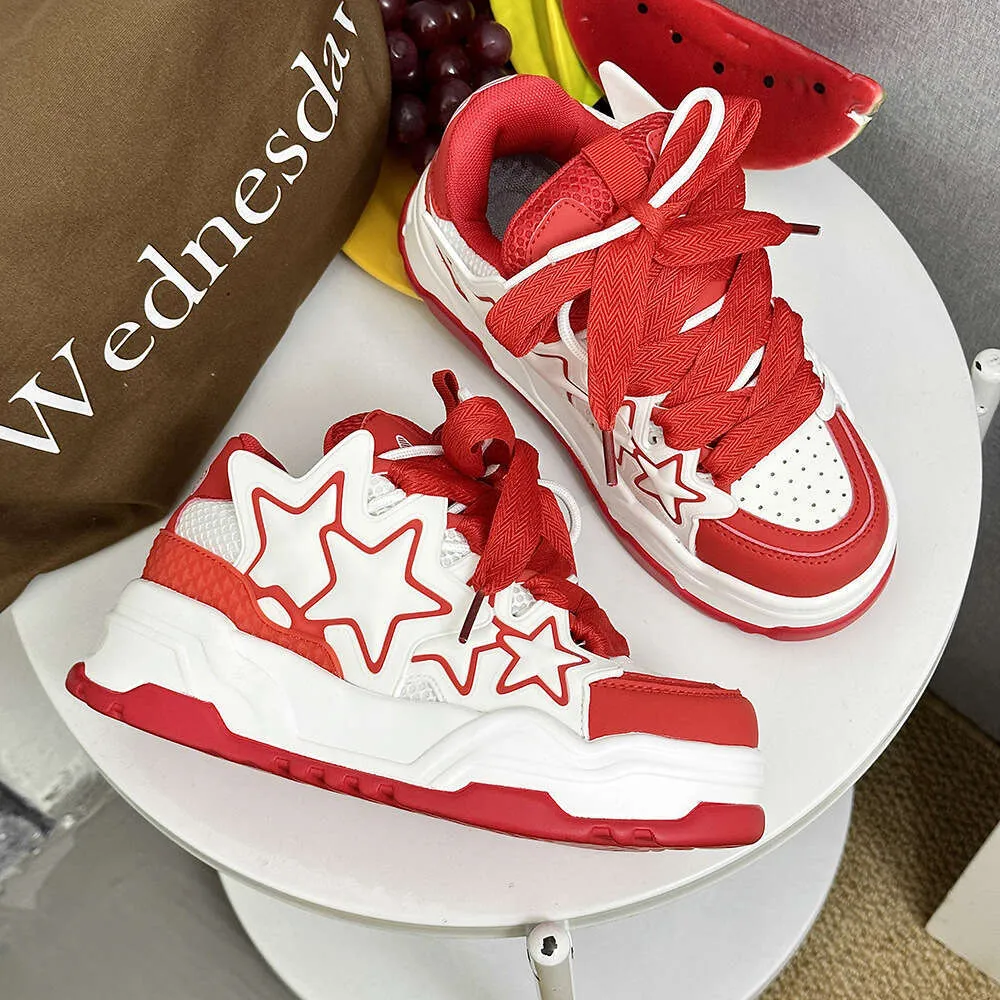 Xiaolangte In Stock Sneakers White Thick Soled Loafers Couples Height Increasing Thickened Casual Sports Star Shoes For_voghion.com