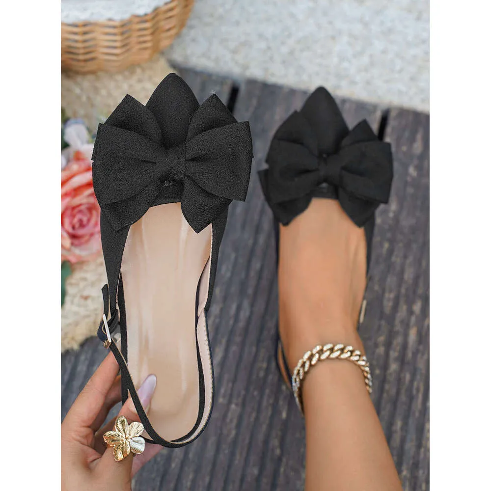 Women's Summer Flat Sandals Pointed Toe Slip On Bowknot Shoes_voghion.com