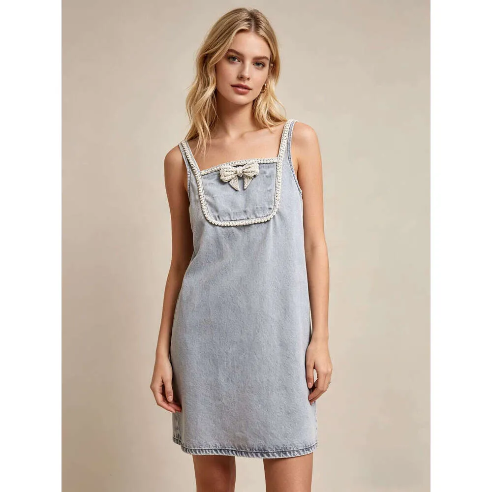 denim dress with butterfly Butterfly Chambray Denim Pinafore