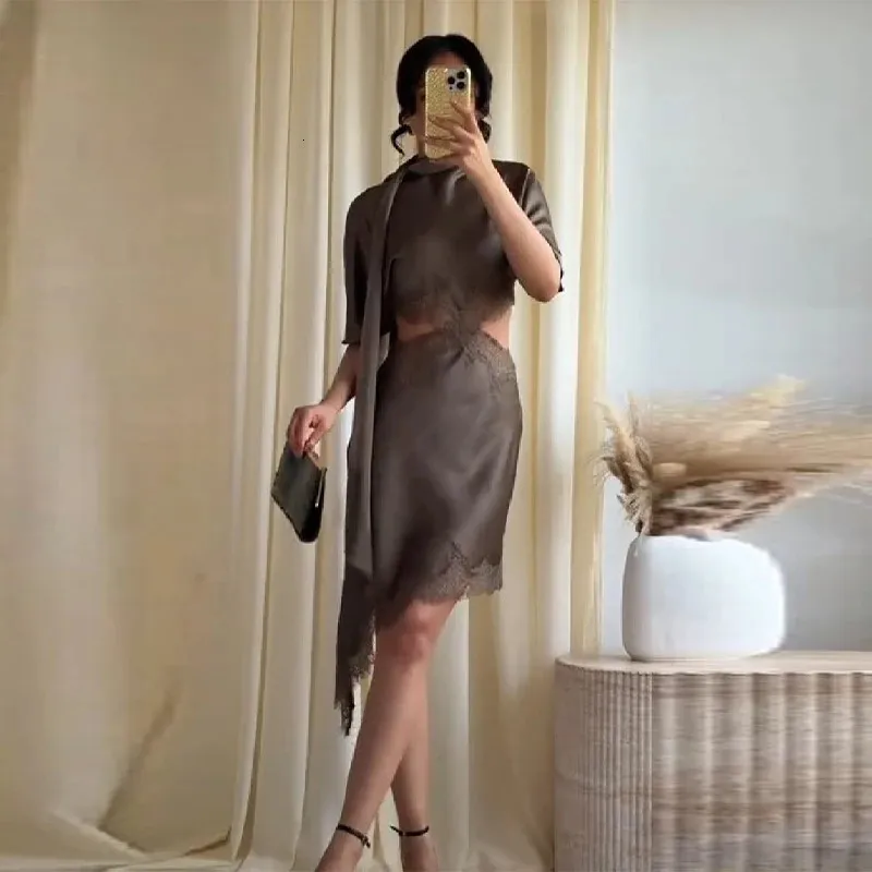 casual satin dress Elegant Short Dress, Women's Solid Color Waist Cinched Long Sleeve V-Neck Front Button Shirt Dress, Holiday Party Dress, Spring/Summer Light weight Unlined V neckline Slight stretch Invisible zip on side Mini length Perfect for date night ZQGJB Women's 2023 Summer Satin