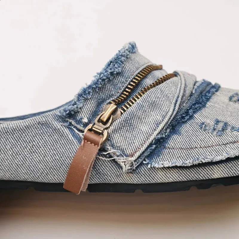 Herren Denim Slipper Atmungsaktiv Bequeme Freizeitschuhe Sommer_voghion.com