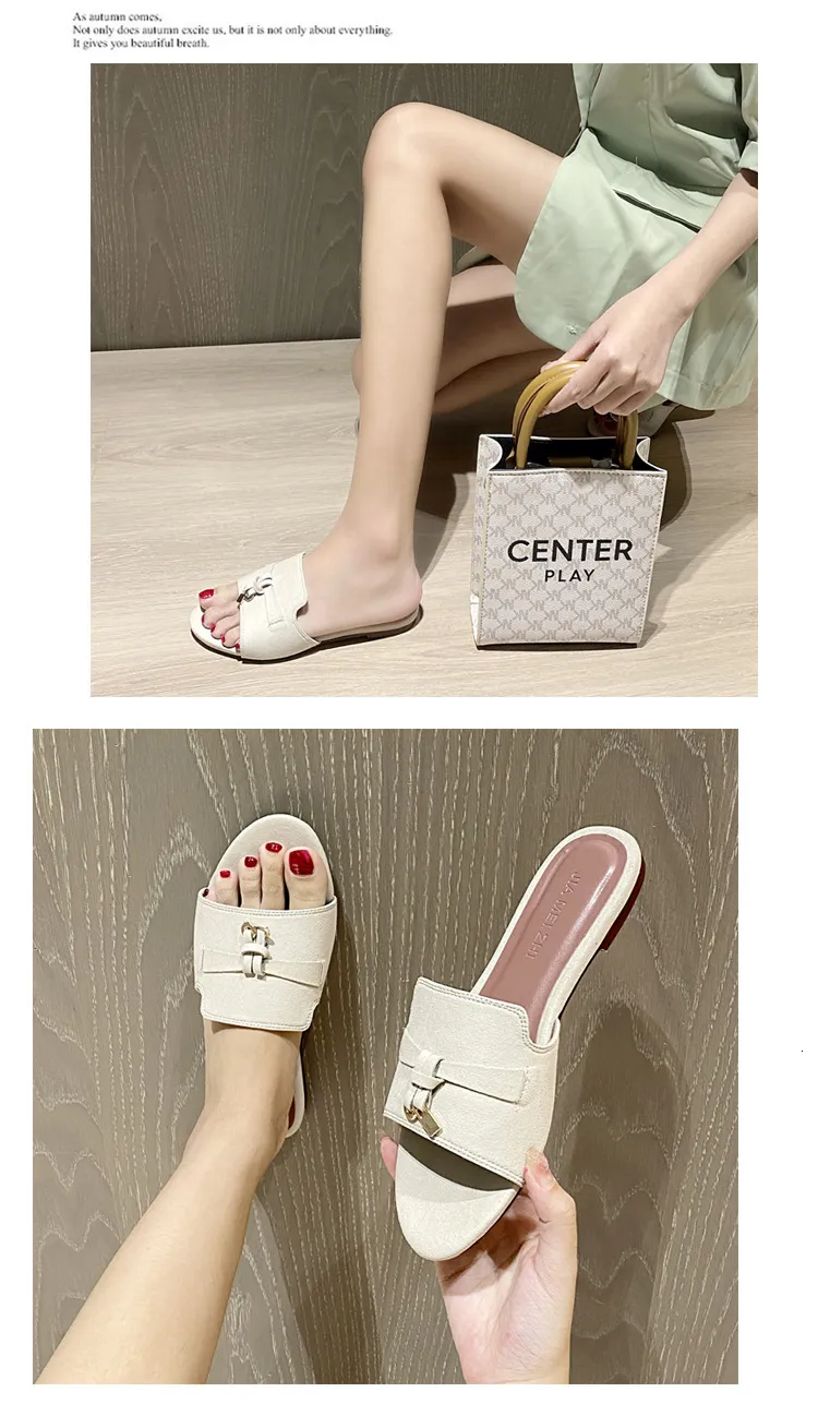 Womens Multicolor Suede Slide Sandals Flat Open Toe Beach Shoes_voghion.com