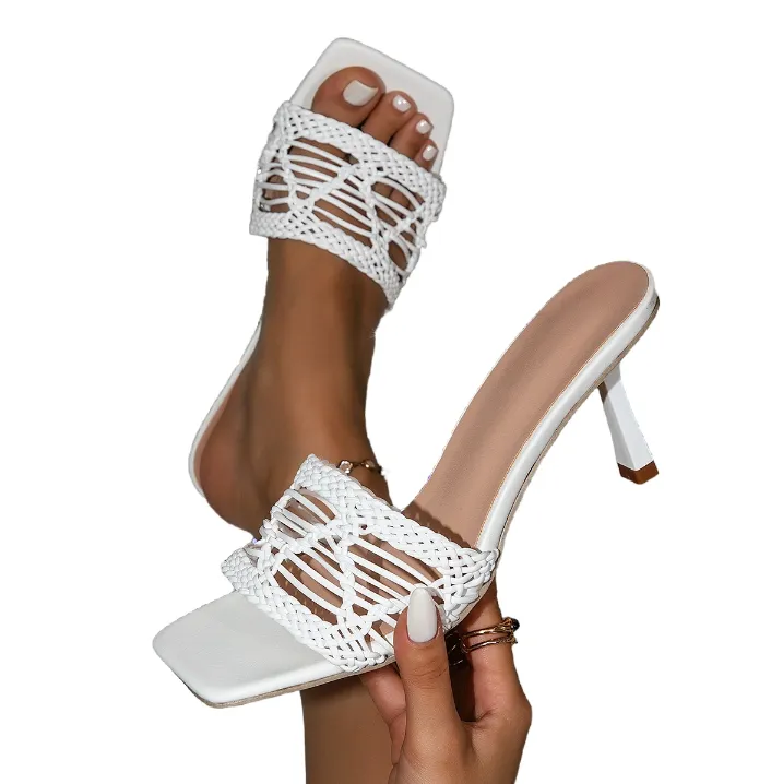 High Heeled Sandals For Women Square Toe Slim Heel Shoe Style_voghion.com