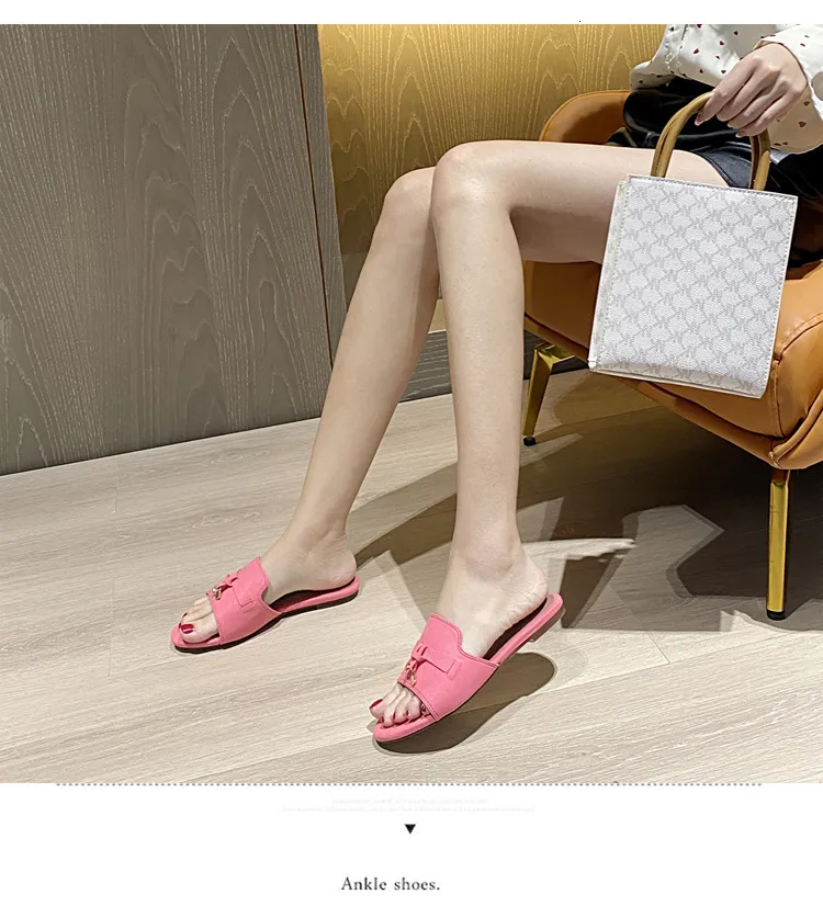 Womens Multicolor Suede Slide Sandals Flat Open Toe Beach Shoes_voghion.com