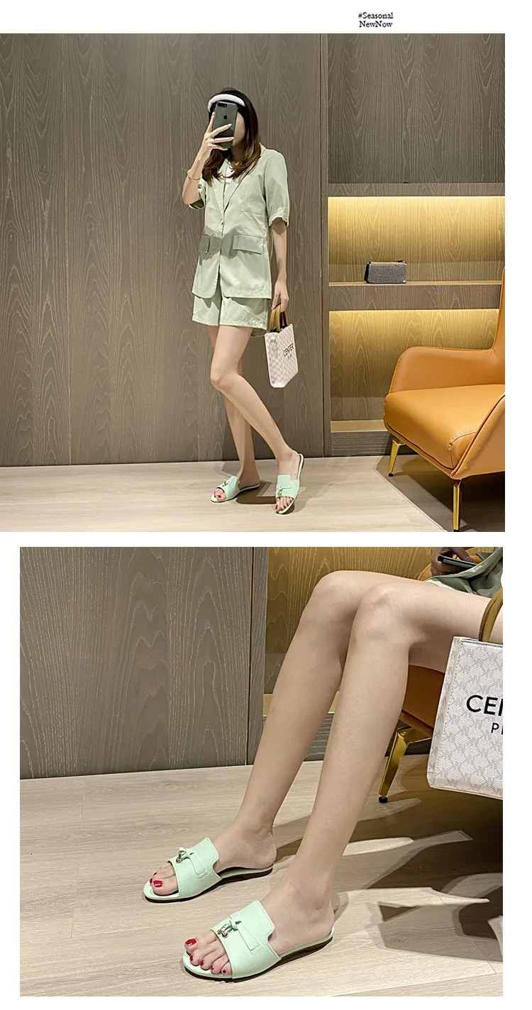 Womens Multicolor Suede Slide Sandals Flat Open Toe Beach Shoes_voghion.com