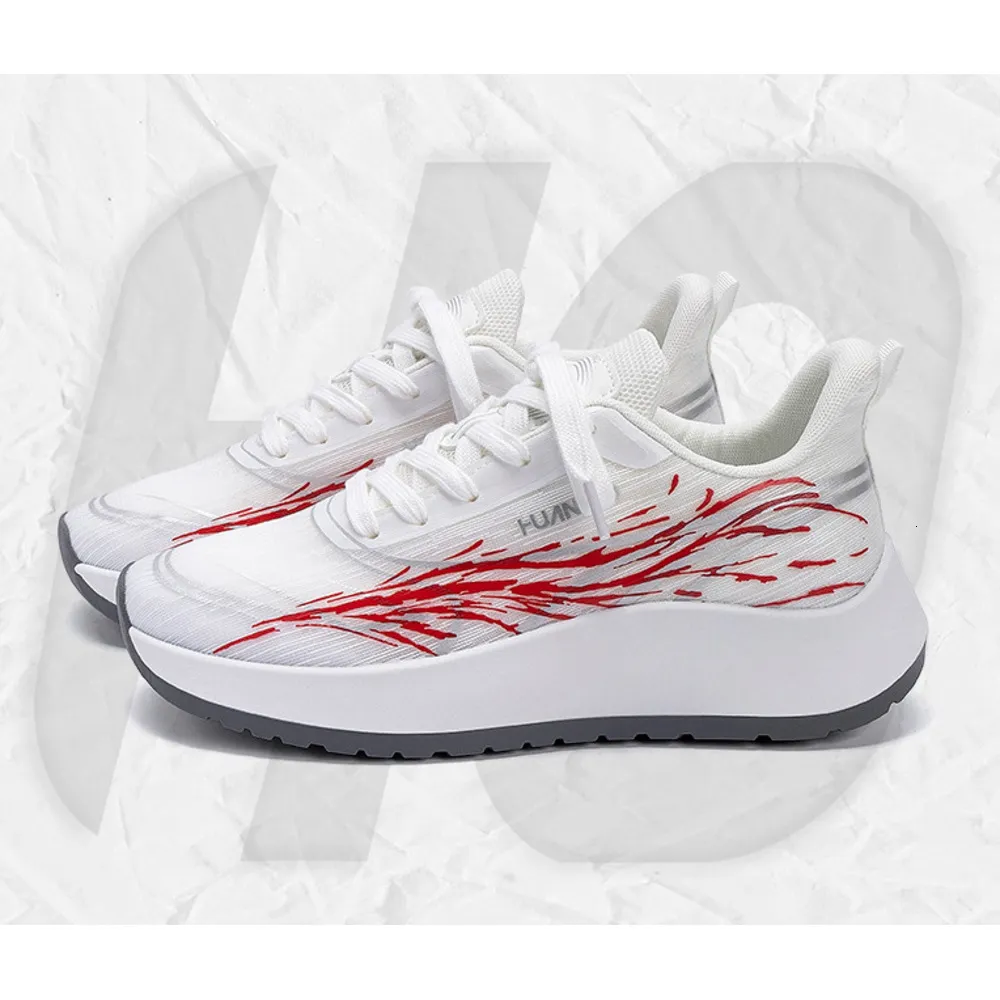 Mens Fashion Red Flame Pattern Sneakers Breathable Mesh Lightweight Sole Casual Running Shoes For Streetwear And Outdoor_voghion.com