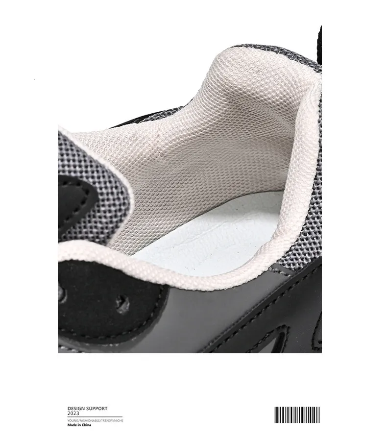 Mens Chunky Dad Sneakers White Black Breathable Mesh Non Slip_voghion.com