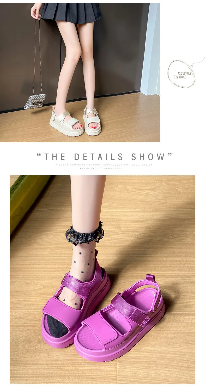 Womens Trendy Y2k Chunky Sandals Comfortable Flat Shoes For Summer_voghion.com