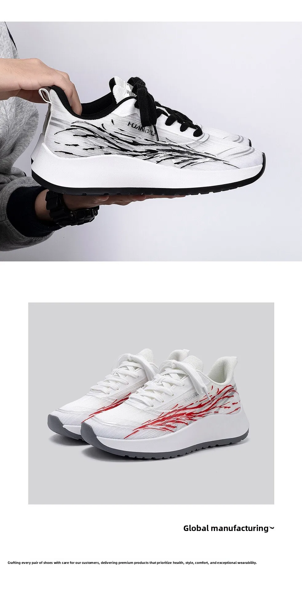 Men's Red Flame Pattern Breathable Mesh Running Shoes For Street_voghion.com