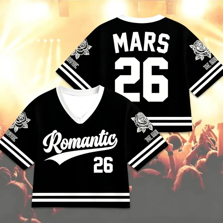Wholesale Bruno Mars The Romantic Tour Jersey V Neck Short From